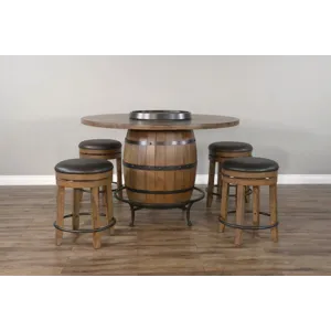 DOE VALLEY Round Pub Table w/ Wine Barrel Base