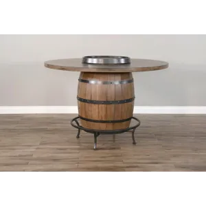 DOE VALLEY Round Pub Table w/ Wine Barrel Base