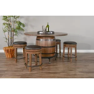 DOE VALLEY Round Pub Table w/ Wine Barrel Base