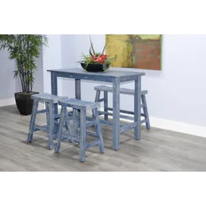 Marina Ocean Blue 24"H Bench, 9" Wood Seat