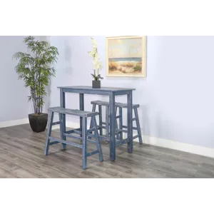 MARINA Ocean Blue 30"H Bench, Wood Seat