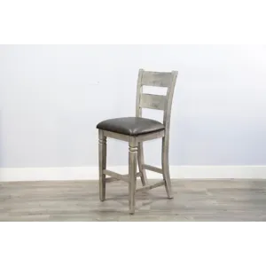 ALPINE GREY 30"H Ladderback Barstool, Cushion Seat