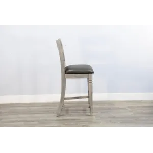 ALPINE GREY 30"H Ladderback Barstool, Cushion Seat
