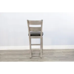 ALPINE GREY 30"H Ladderback Barstool, Cushion Seat