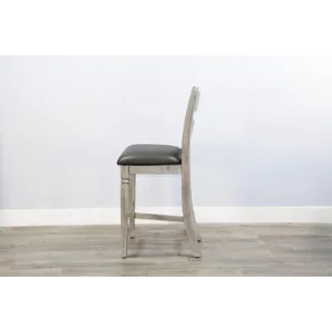 ALPINE GREY 30"H Ladderback Barstool, Cushion Seat