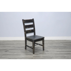 MARINA Black Sand Ladderback Chair w/ Turnbuckle, Wood Seat