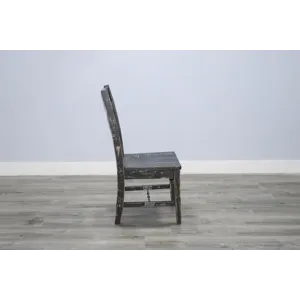 MARINA Black Sand Ladderback Chair w/ Turnbuckle, Wood Seat