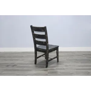 MARINA Black Sand Ladderback Chair w/ Turnbuckle, Wood Seat