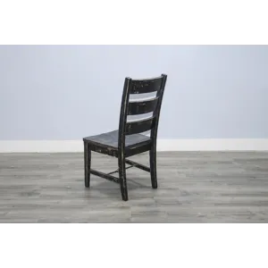 MARINA Black Sand Ladderback Chair w/ Turnbuckle, Wood Seat