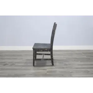 MARINA Black Sand Ladderback Chair w/ Turnbuckle, Wood Seat