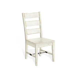 MARINA White Sand Ladderback Chair w/ Turnbuckle, Wood Seat