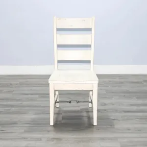 MARINA White Sand Ladderback Chair w/ Turnbuckle, Wood Seat