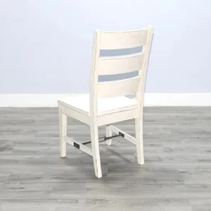 MARINA White Sand Ladderback Chair w/ Turnbuckle, Wood Seat