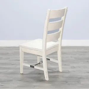 MARINA White Sand Ladderback Chair w/ Turnbuckle, Wood Seat