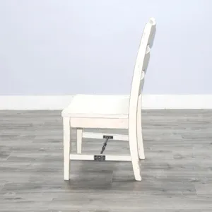 MARINA White Sand Ladderback Chair w/ Turnbuckle, Wood Seat