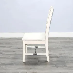 MARINA White Sand Ladderback Chair w/ Turnbuckle, Wood Seat