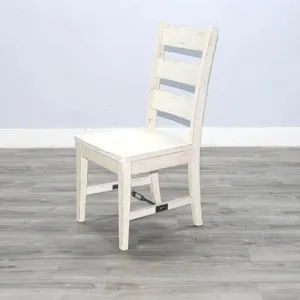 MARINA White Sand Ladderback Chair w/ Turnbuckle, Wood Seat