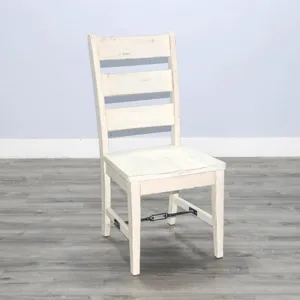 MARINA White Sand Ladderback Chair w/ Turnbuckle, Wood Seat