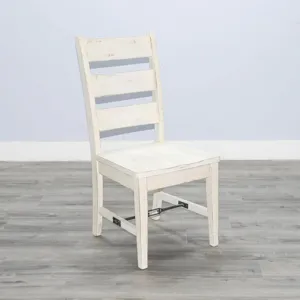 MARINA White Sand Ladderback Chair w/ Turnbuckle, Wood Seat
