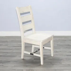 MARINA White Sand Ladderback Chair w/ Turnbuckle, Wood Seat