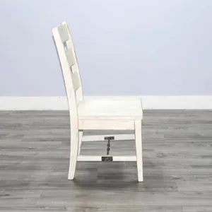MARINA White Sand Ladderback Chair w/ Turnbuckle, Wood Seat