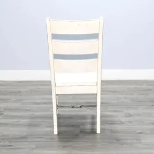 MARINA White Sand Ladderback Chair w/ Turnbuckle, Wood Seat