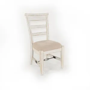 MARINA White Sand Side Chair, Cushion Seat