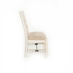 MARINA White Sand Side Chair, Cushion Seat
