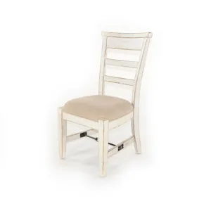 MARINA White Sand Side Chair, Cushion Seat