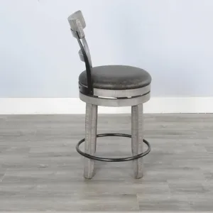 ALPINE GREY 24"H Swivel Barstool, Cushion Seat