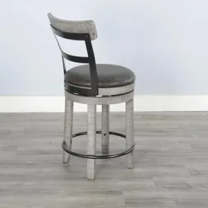 ALPINE GREY 24"H Swivel Barstool, Cushion Seat