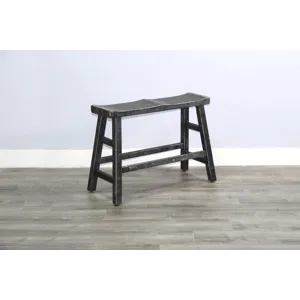 MARINA Black Sand 24"H Bench, 9" Wood Seat