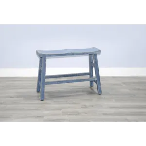 MARINA Ocean Blue 30"H Bench, Wood Seat