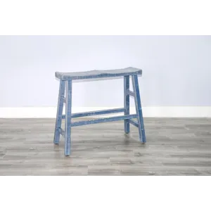 MARINA Ocean Blue 30"H Bench, Wood Seat