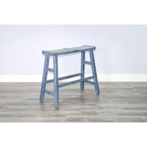 MARINA Ocean Blue 30"H Bench, Wood Seat