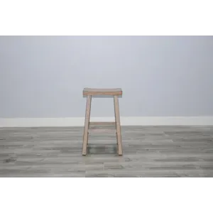 MARINA Beach Pebble 30"H Saddle Seat Stool, Wood Seat
