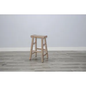 MARINA Beach Pebble 30"H Saddle Seat Stool, Wood Seat