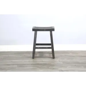 MARINA Black Sand 24"H Saddle Seat Stool, Wood Seat