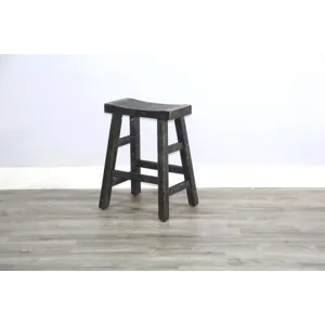 MARINA Black Sand 24"H Saddle Seat Stool, Wood Seat