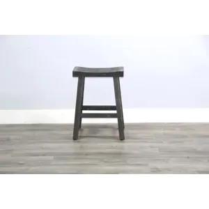 MARINA Black Sand 24"H Saddle Seat Stool, Wood Seat