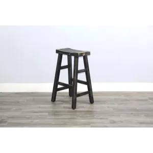 MARINA Black Sand 30"H Saddle Seat Stool, Wood Seat
