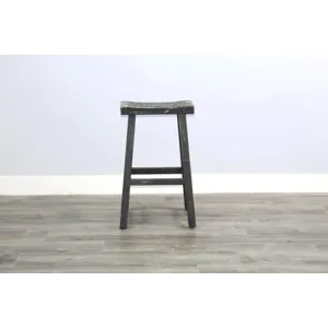 MARINA Black Sand 30"H Saddle Seat Stool, Wood Seat