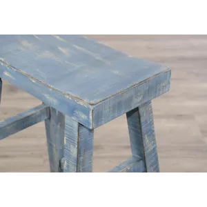 MARINA Ocean Blue 30"H Saddle Seat Stool, Wood Seat