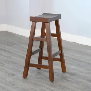 30"H Tuscany Saddle Seat Stool, Wood Seat