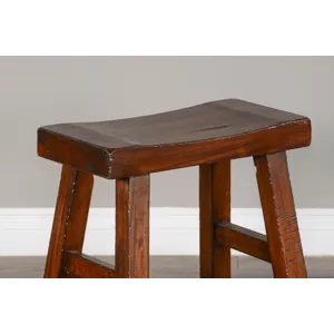 30"H Tuscany Saddle Seat Stool, Wood Seat