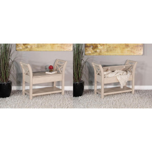 Accent Bench w/ Storage, Wood Seat