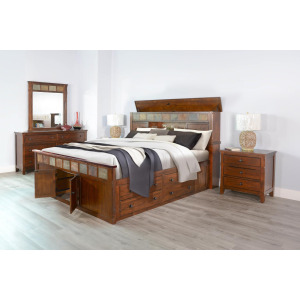 SANTA FE Queen Storage Bed w/ Slate