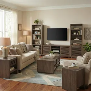 Coffee Table w/ Sliding Doors & Casters