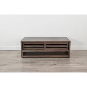 Coffee Table w/ Sliding Doors & Casters