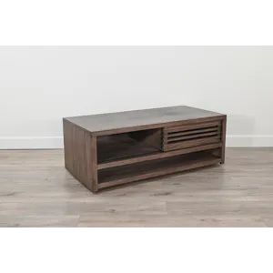 Coffee Table w/ Sliding Doors & Casters